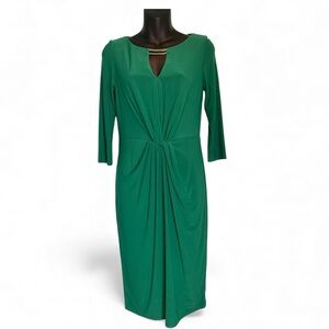 Vince Camuto Women’s Dress Green Sz 4 Twist Knot Accent Stretch Sheath Party